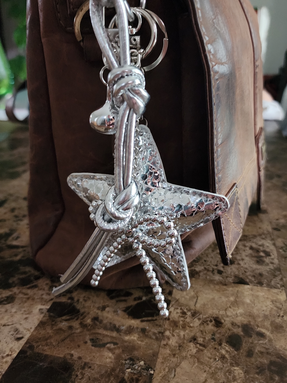 Silver Star & Bow Keychain Charm - Women Accessories - Picture 2 of 2